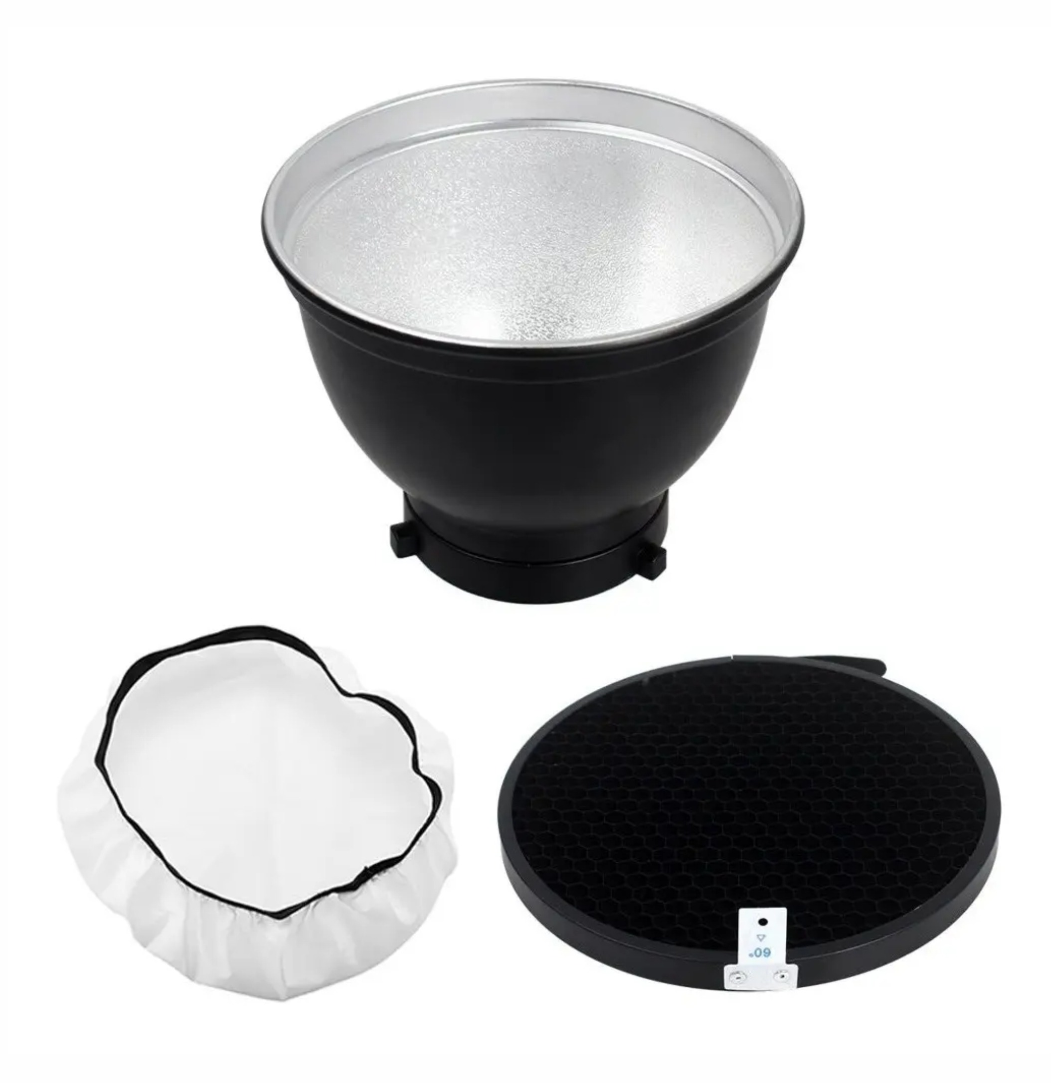 Refletor Flash 18cm Com Tecido Difusor E Colmeia Bowens